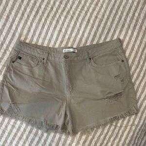 KanCan Women's Distressed khaki Shorts